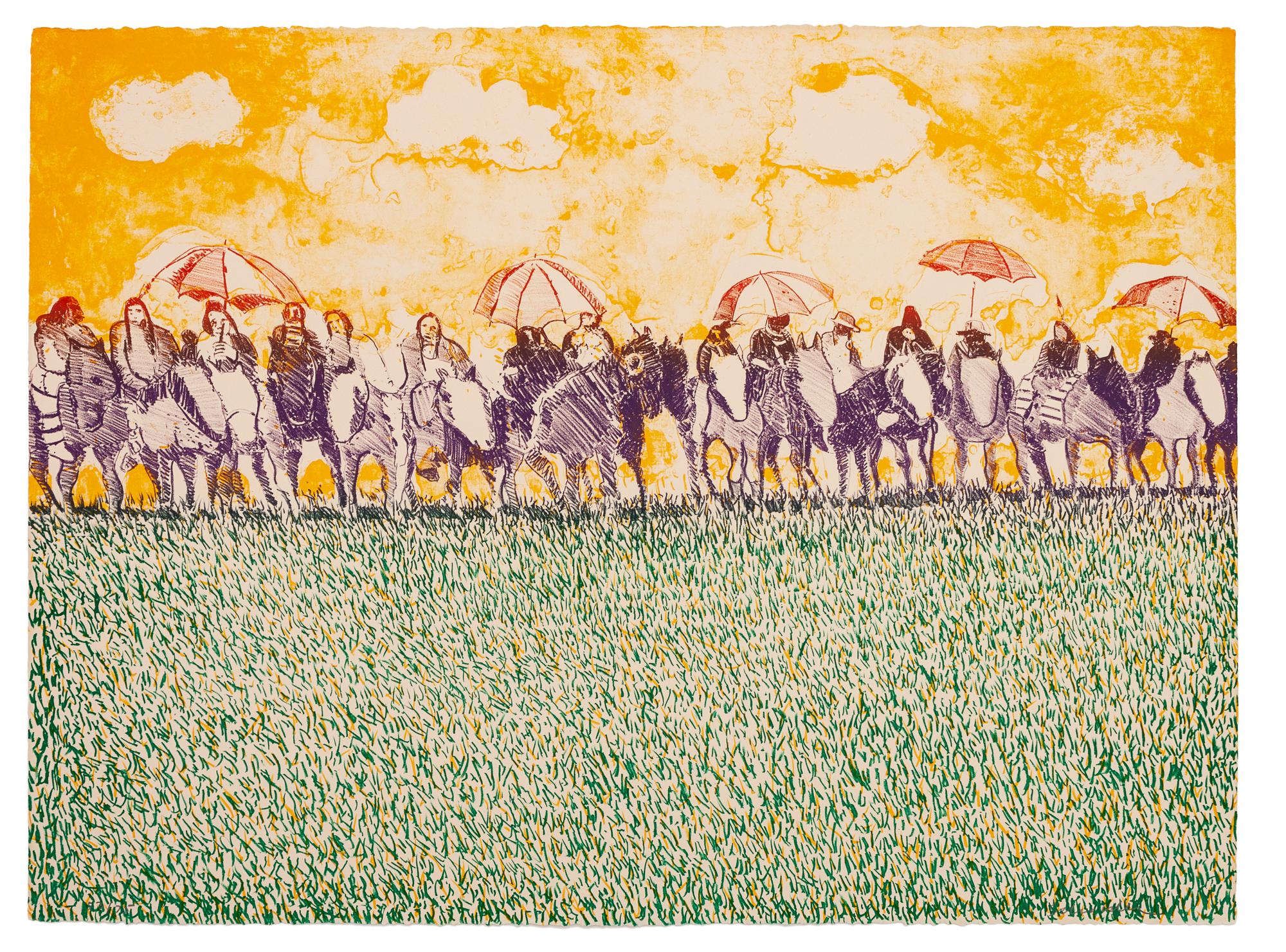 Lot is located and will ship from Denver, Colorado. Indians with Umbrellas (from Indians Forever Suite), 1971