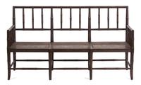 A Bamboo Carved and Painted Wood Settee Height 37 1/2 x width 67 1/2 x depth 21 3/4 inches. — 20TH CENTURY
