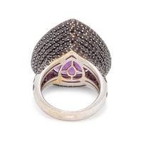 AMETHYST, DIAMOND AND BLACK DIAMOND RING