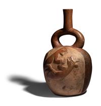 A Moche Stirrup Vessel with Jaguar and Deer