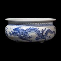 A Chinese Blue and White 'Dragon' Censer, Kangxi Period 清康熙 青花云龍紋三足爐