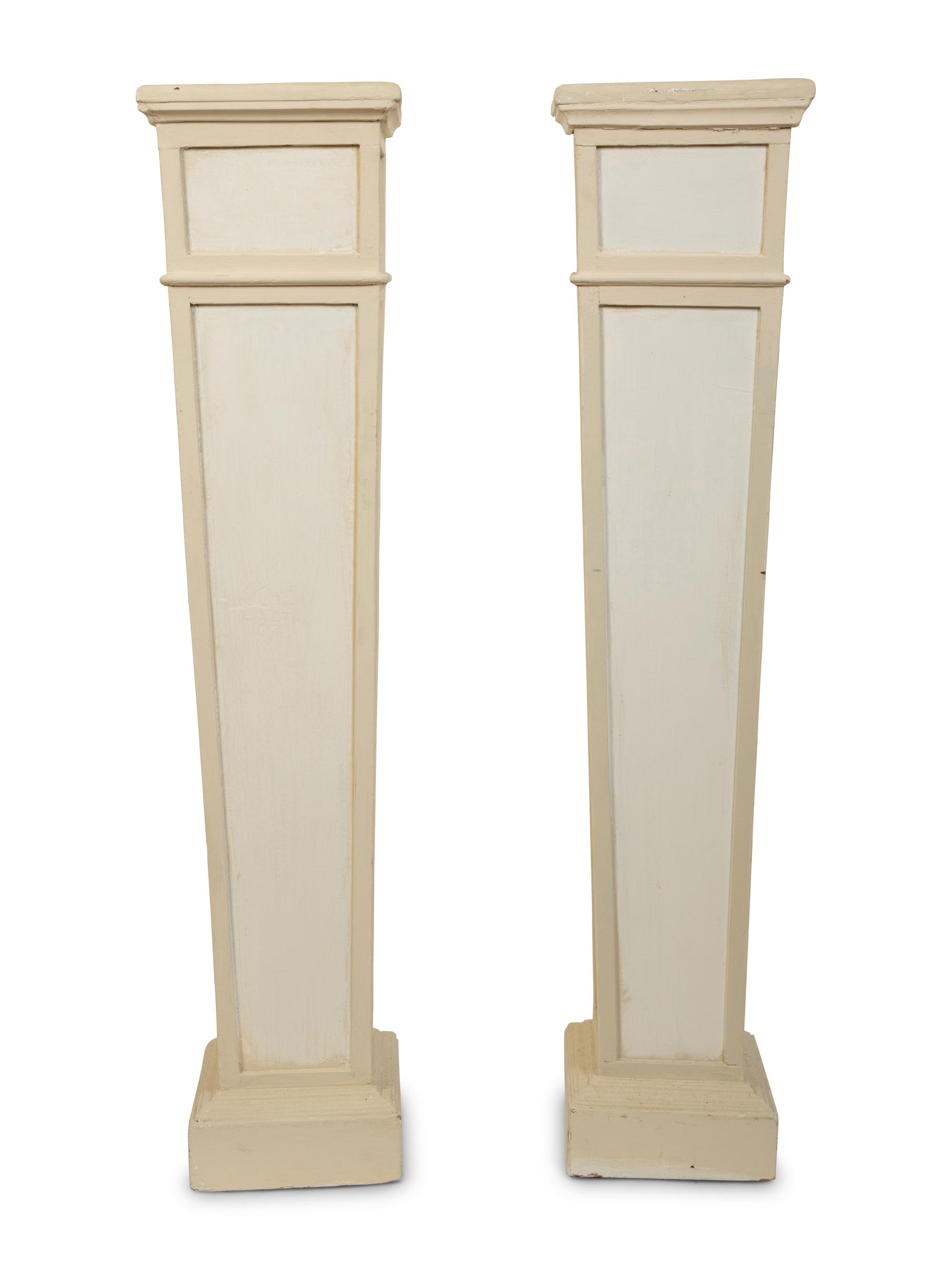 A Pair of Swedish Neoclassical Style Painted Pedestals — 20TH CENTURY