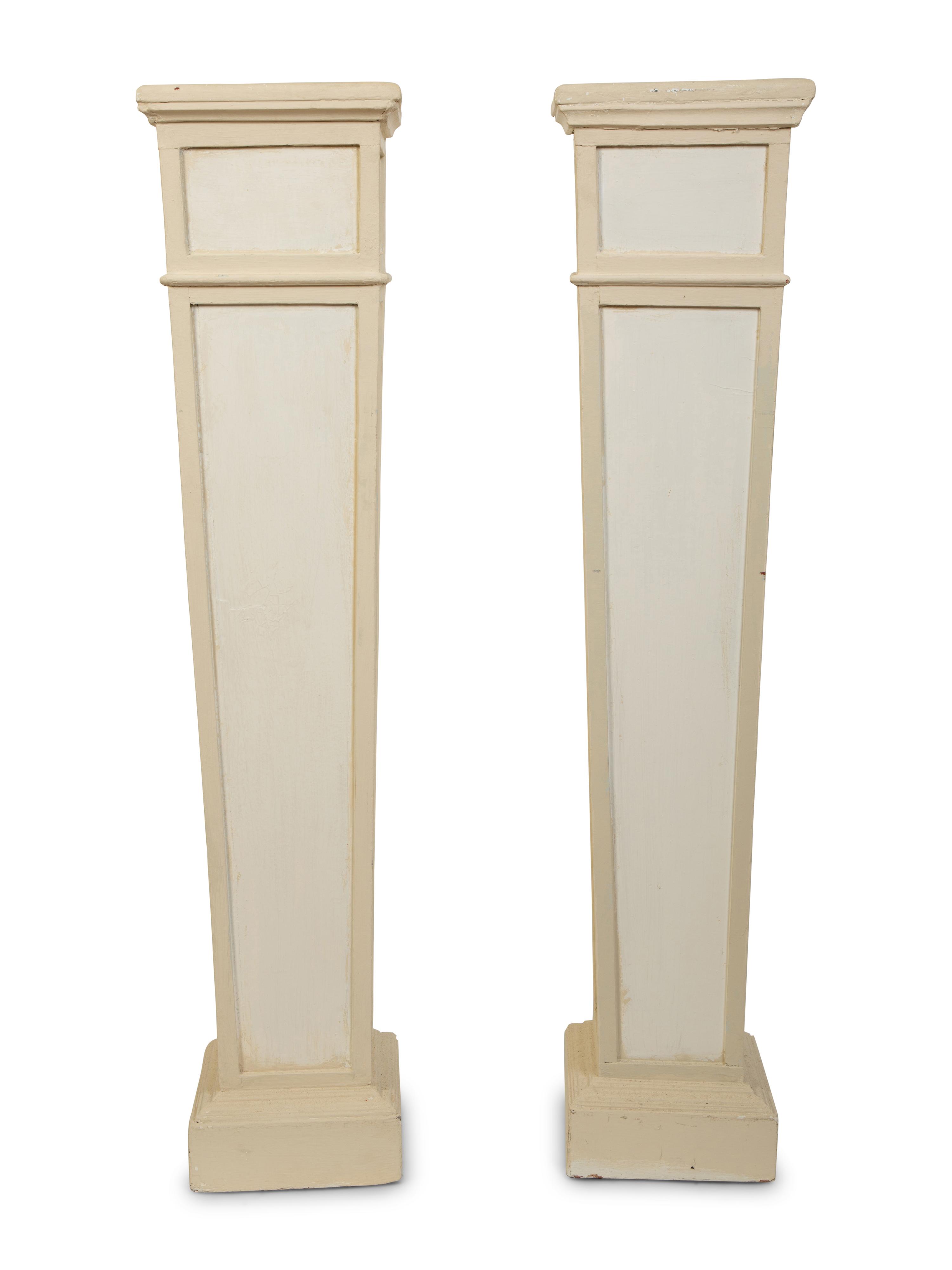 A Pair of Swedish Neoclassical Style Painted Pedestals — 20TH CENTURY