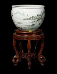 A Chinese Famille Verte Porcelain Scroll Pot