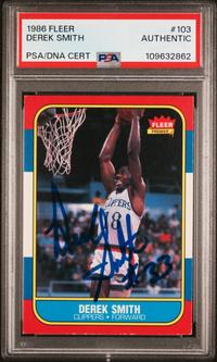 A Scarce 1986 Fleer Derek Smith Signed Autograph Basketball Card No. 103 (PSA AUTHENTIC)