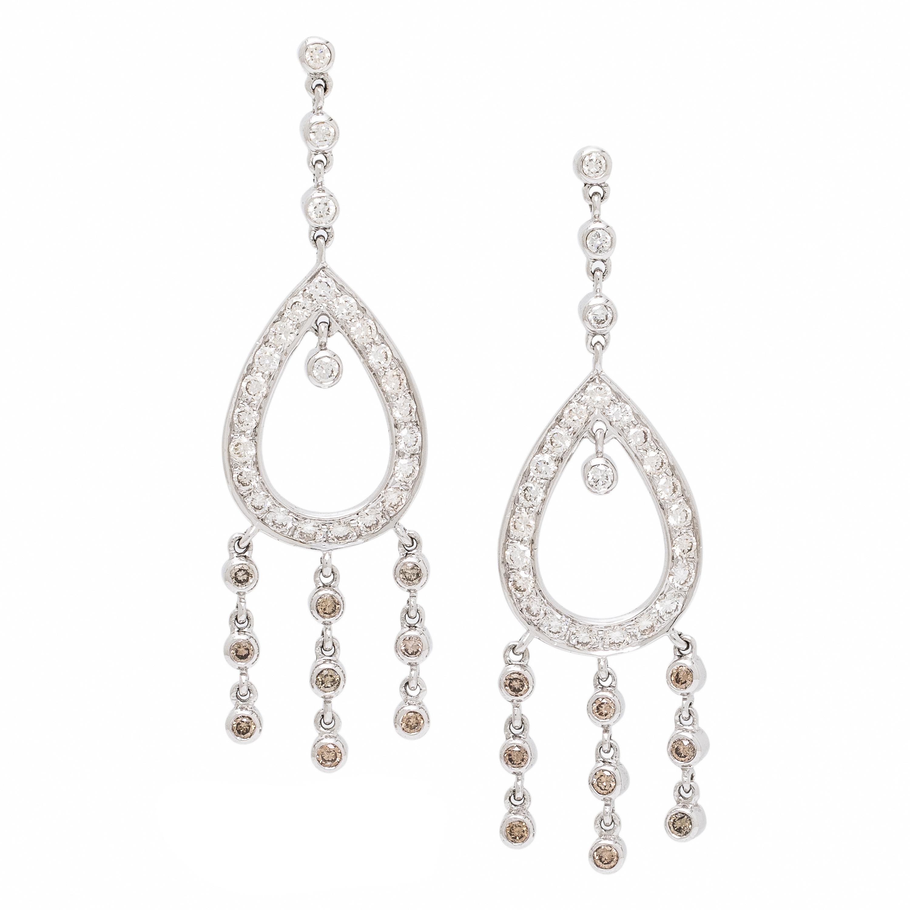 Diamond, Colored Diamond, and White Gold Earrings