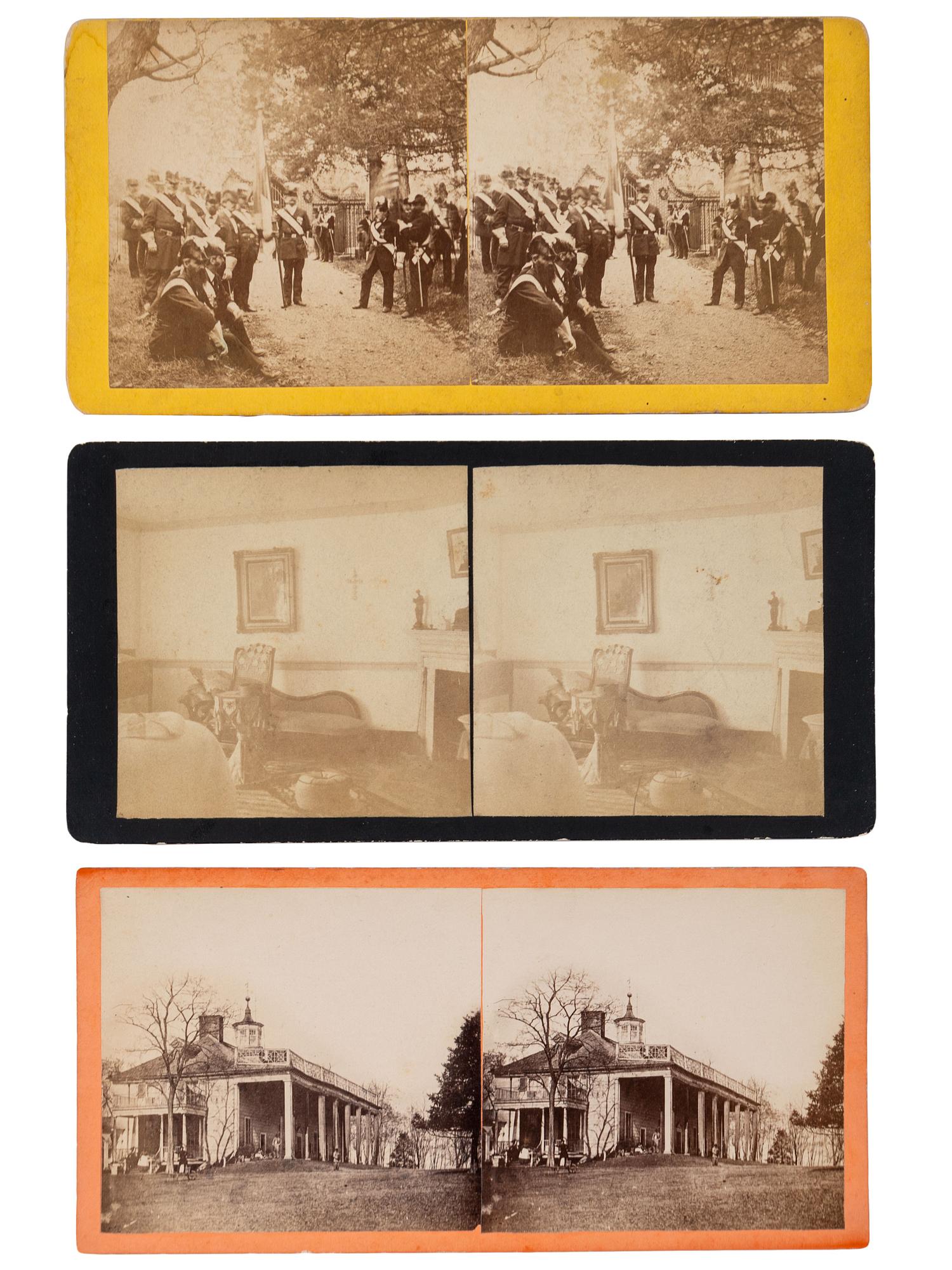 [EARLY PHOTOGRAPHY]. A group of approx. 95 stereoviews highlighted by images of US presidents, views in and around Washington, DC and Mount Vernon, and African American and female subjects.