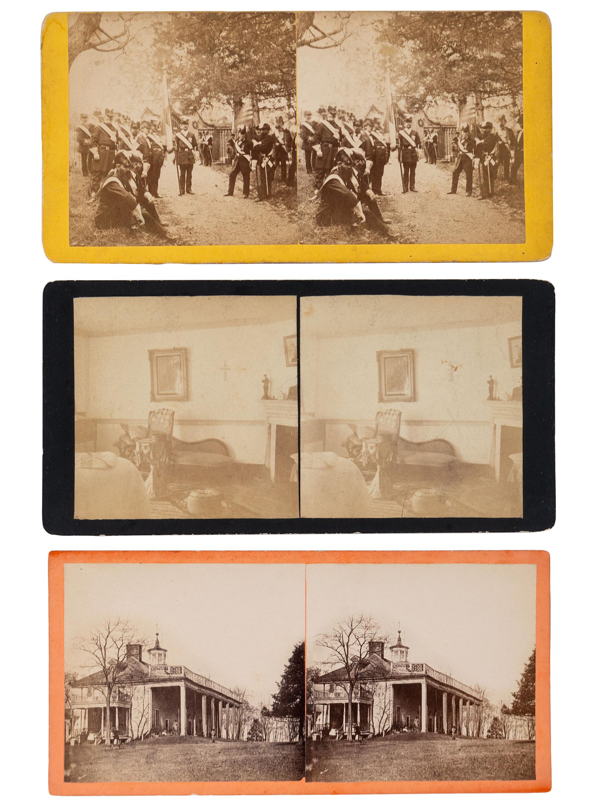 [EARLY PHOTOGRAPHY]. A group of approx. 95 stereoviews highlighted by images of US presidents, views in and around Washington, DC and Mount Vernon, and African American and female subjects.