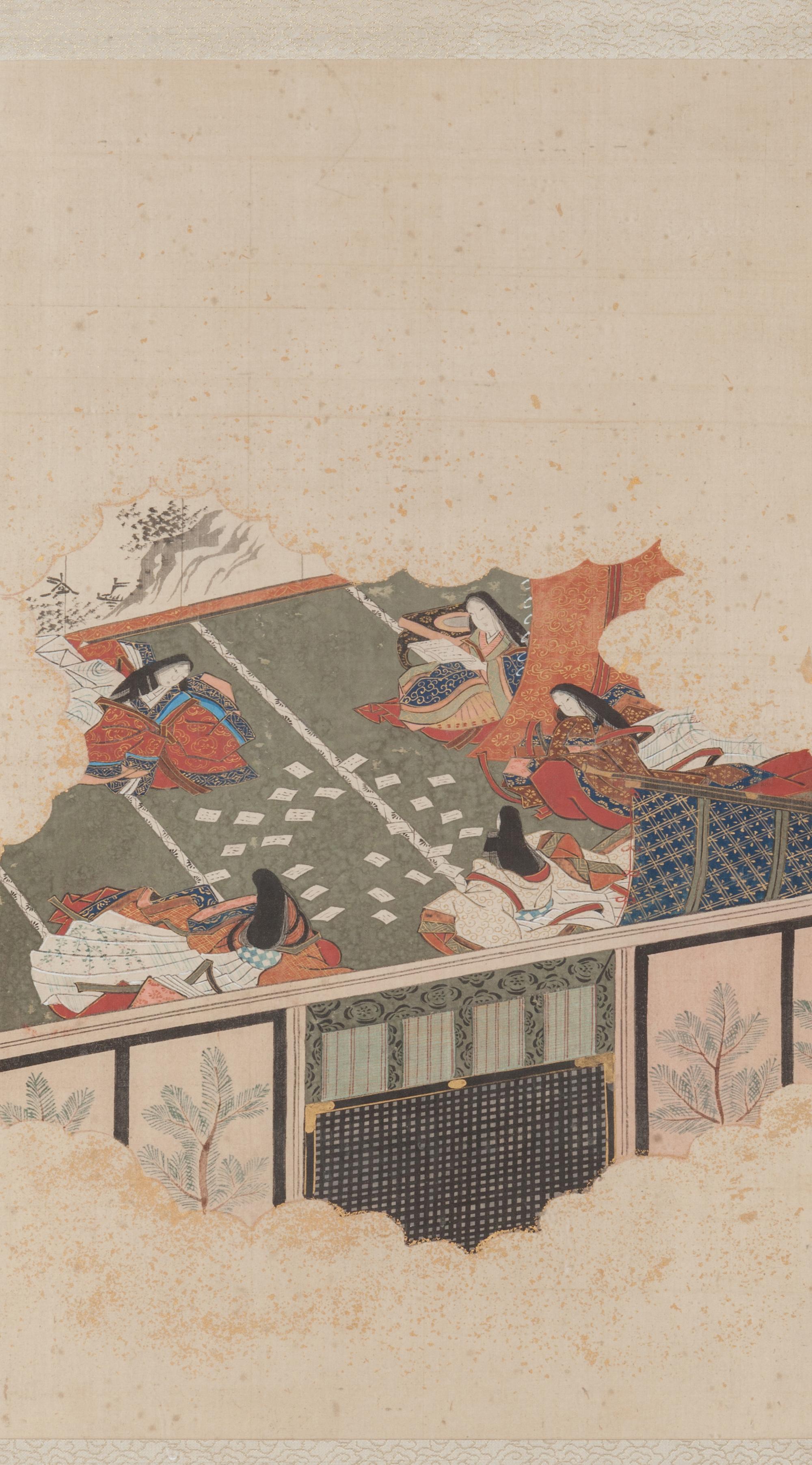 Four Japanese Ink and Color Paintings on Paper