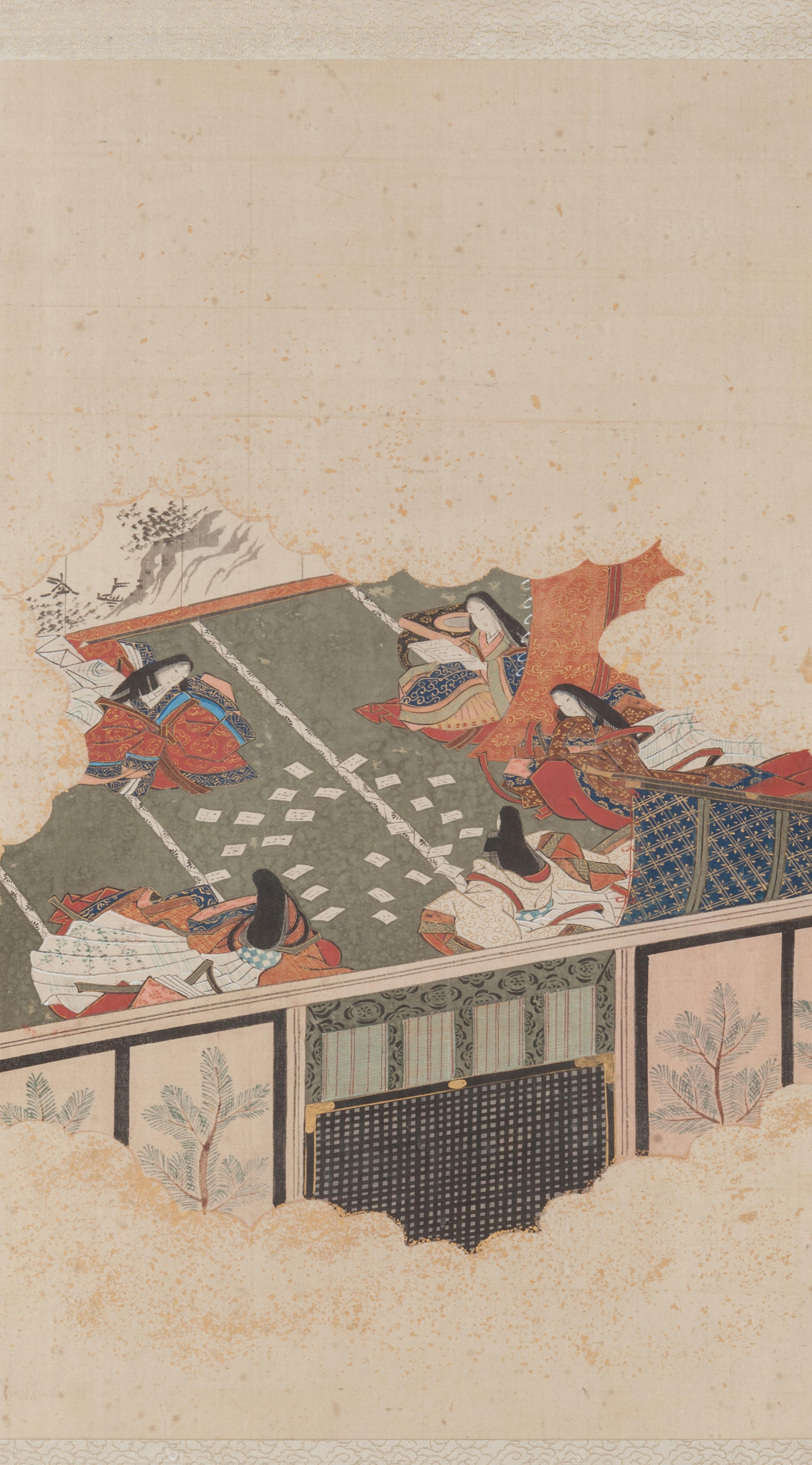 Four Japanese Ink and Color Paintings on Paper