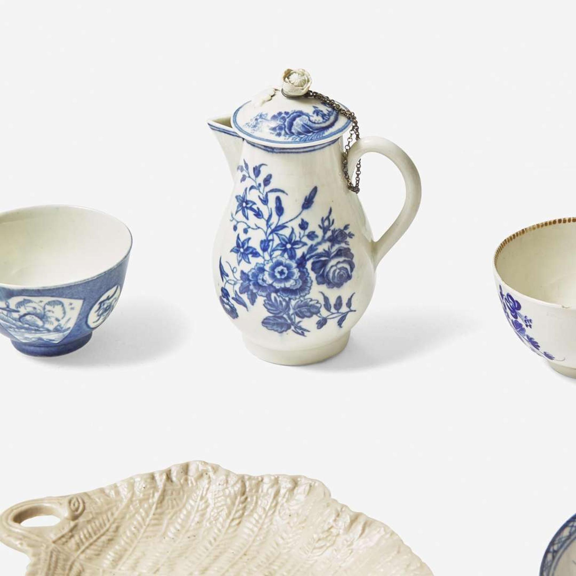 An assorted group of twenty-eight English soft paste porcelain and salt-glazed stoneware tablewares Various makers, 18th century