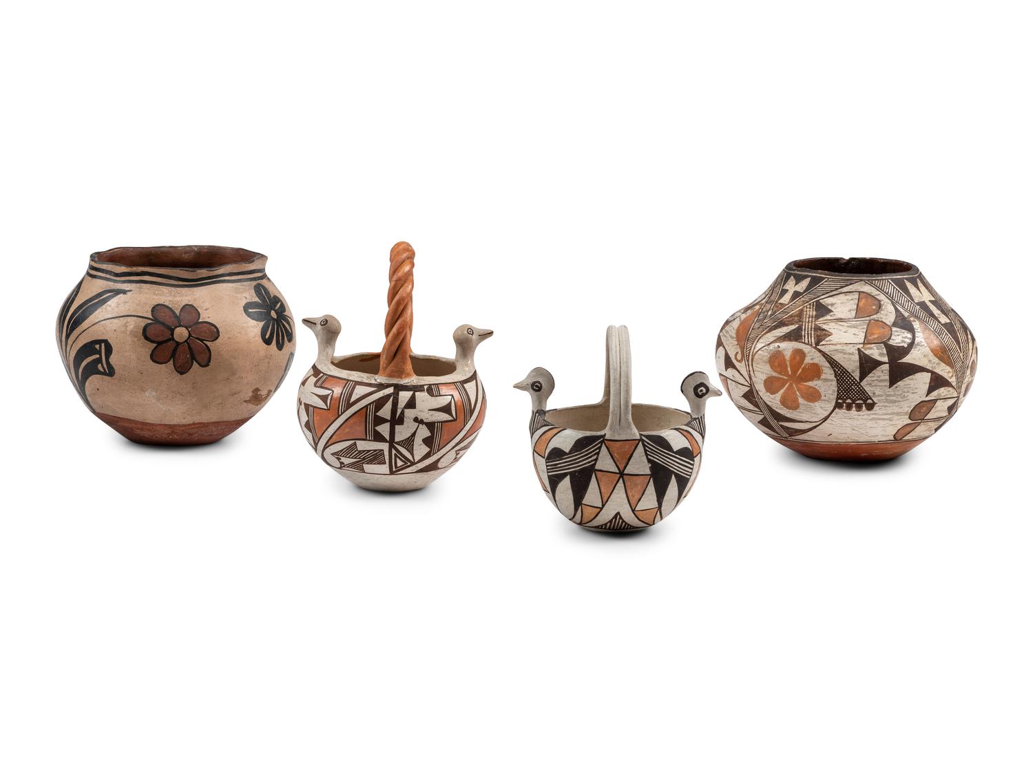 Kewa and Acoma Polychrome Pottery Jars