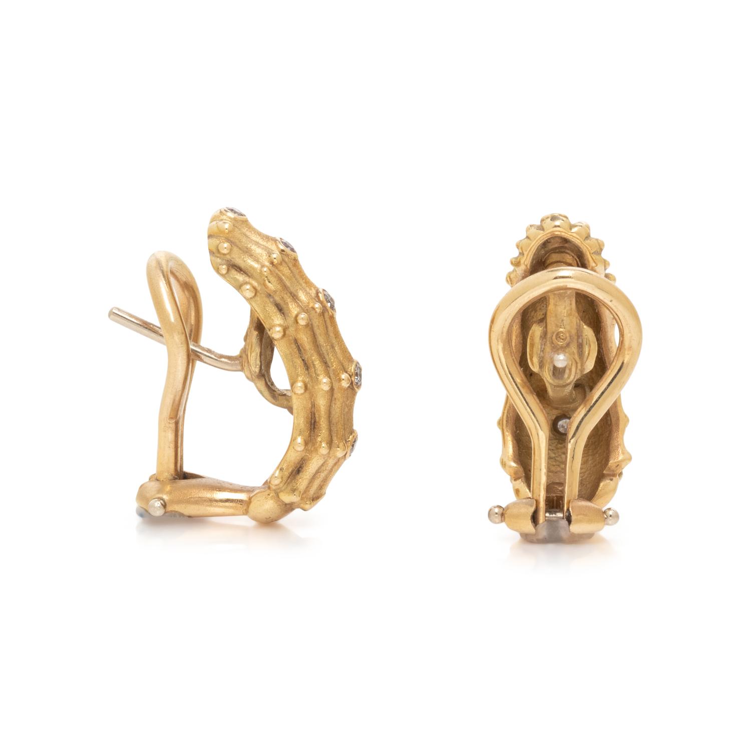 ALEX SEPKUS, YELLOW GOLD AND DIAMOND EARCLIPS