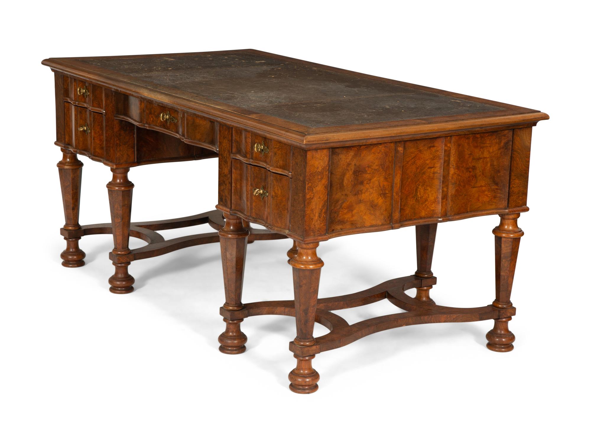 A William and Mary Style Burl Walnut Veneer Writing Desk