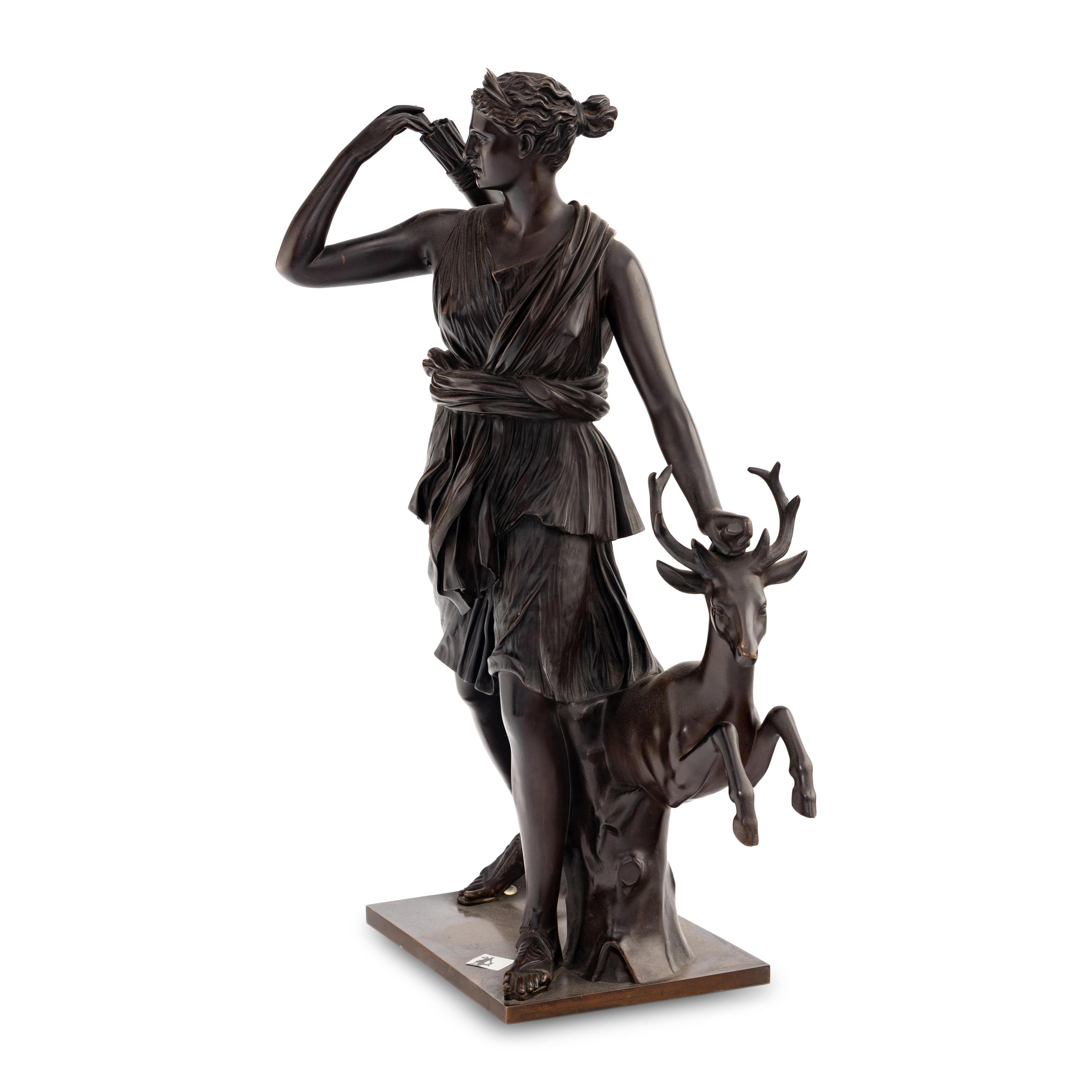 A French Patinated Bronze Figure of Diana of Versailles