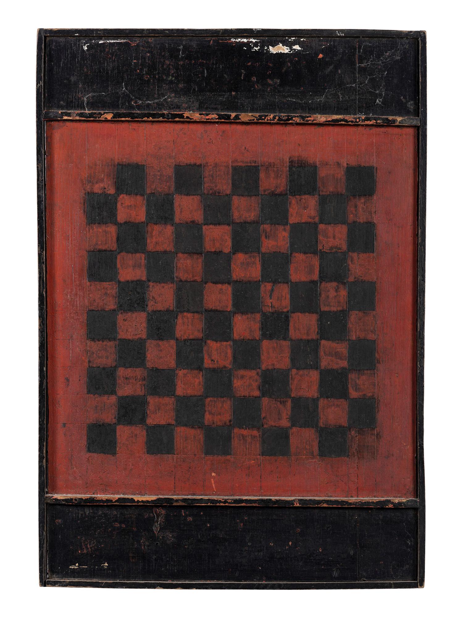 Two Black Painted Pine Game Boards