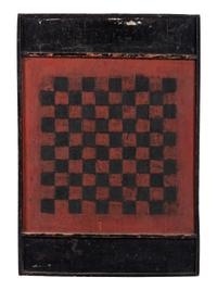Two Black Painted Pine Game Boards