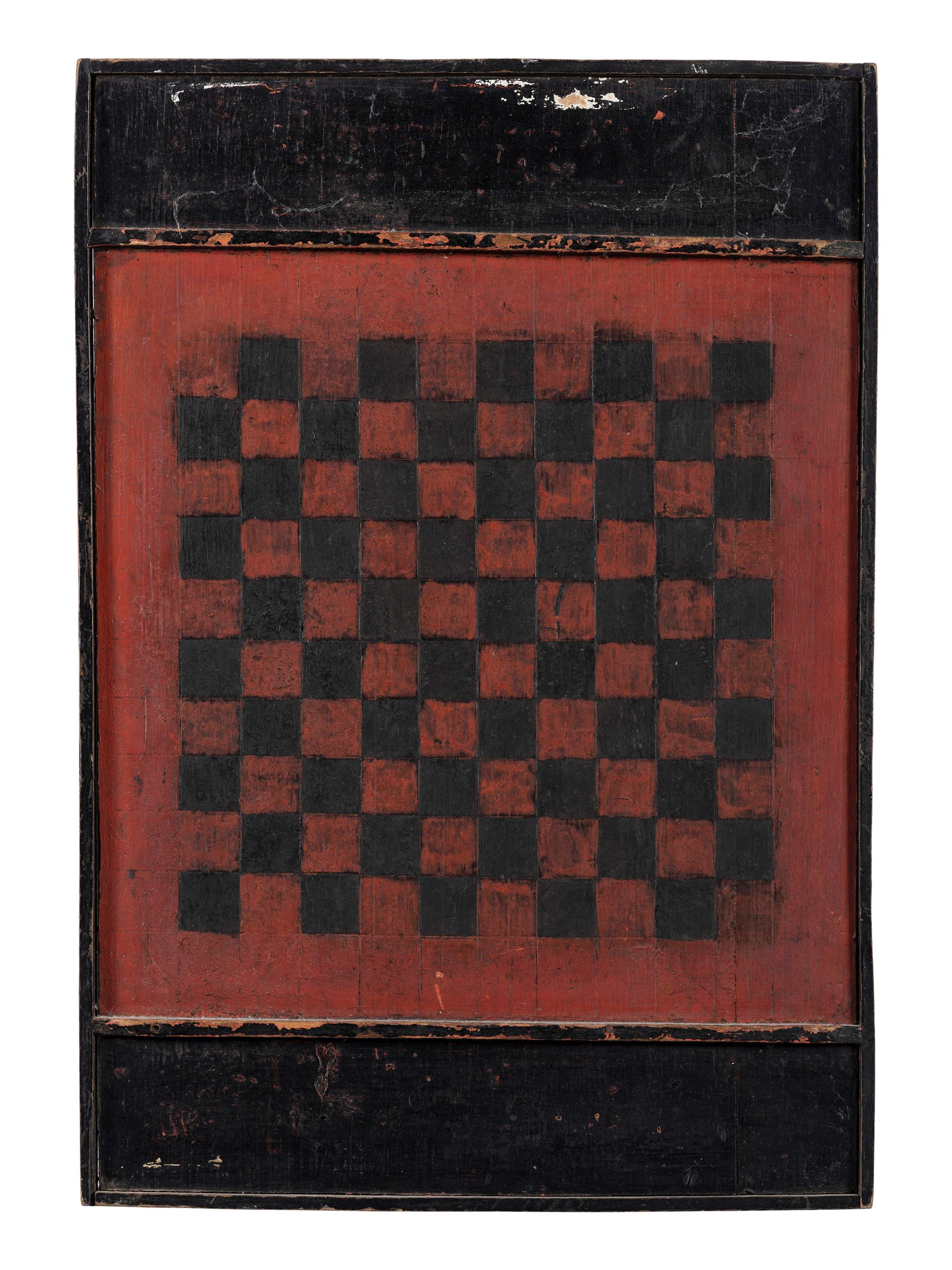 Two Black Painted Pine Game Boards