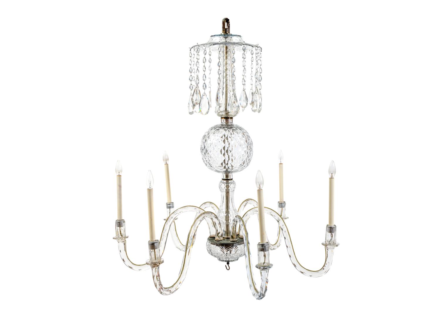 A Georgian Style Cut Glass Six-Light Chandelier — 19TH CENTURY