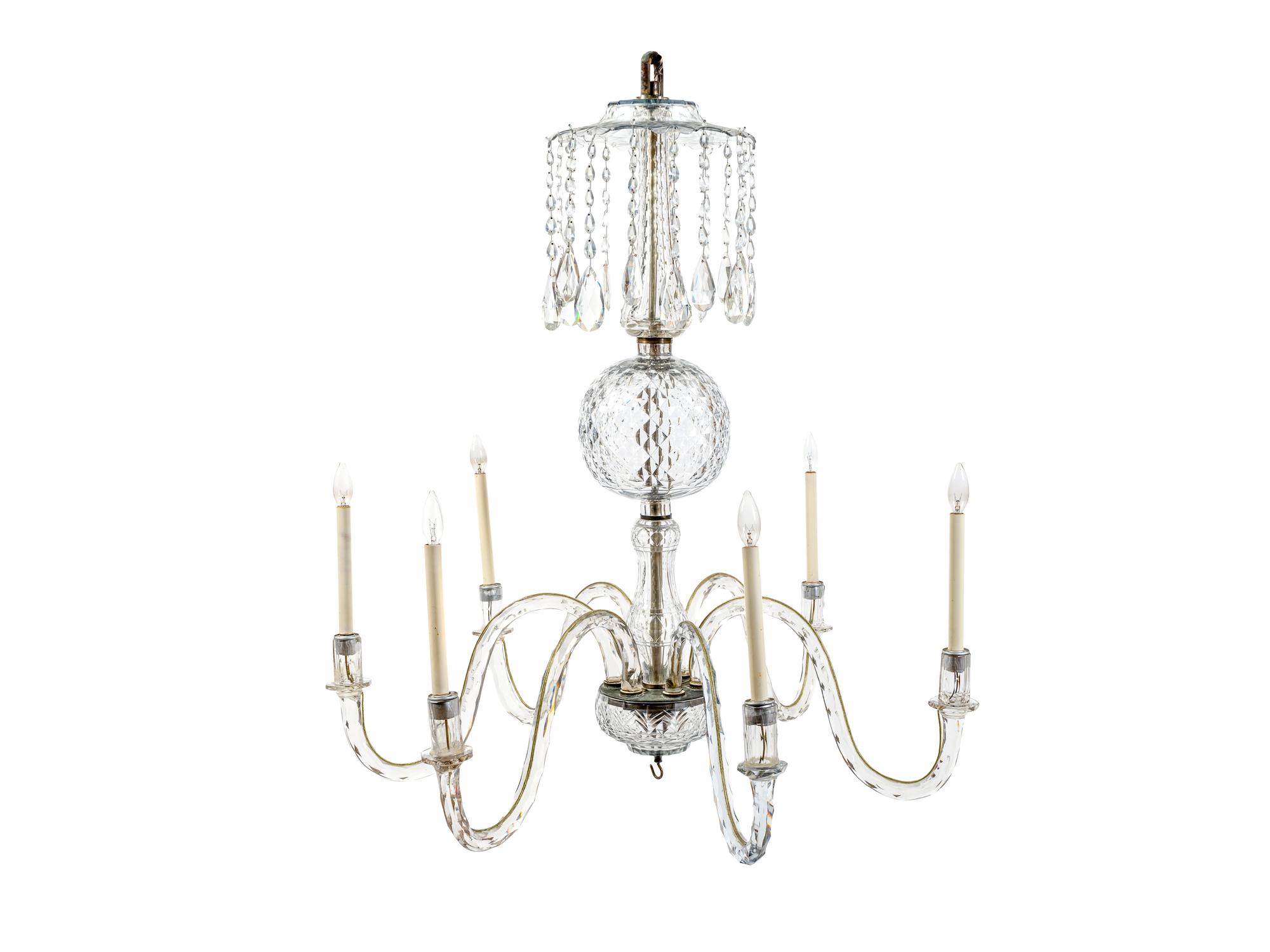 A Georgian Style Cut Glass Six-Light Chandelier — 19TH CENTURY