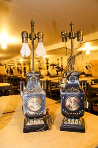 A Pair of Tole Urns Height 24 inches. — 19TH CENTURY