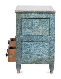 A Country Blue Sponge Paint-Decorated Pine and Poplar Five-Drawer Blanket Chest, 19th Century