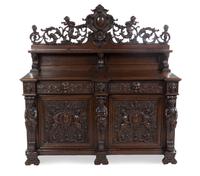 An American Carved Oak Server, R.J. HORNER, Height 69 x width 68 x depth 26 inches. — R.J. HORNER,