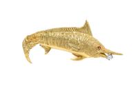 An 18 Karat Yellow Gold, Diamond and Ruby Swordfish Motif Brooch, 7.10 dwts.