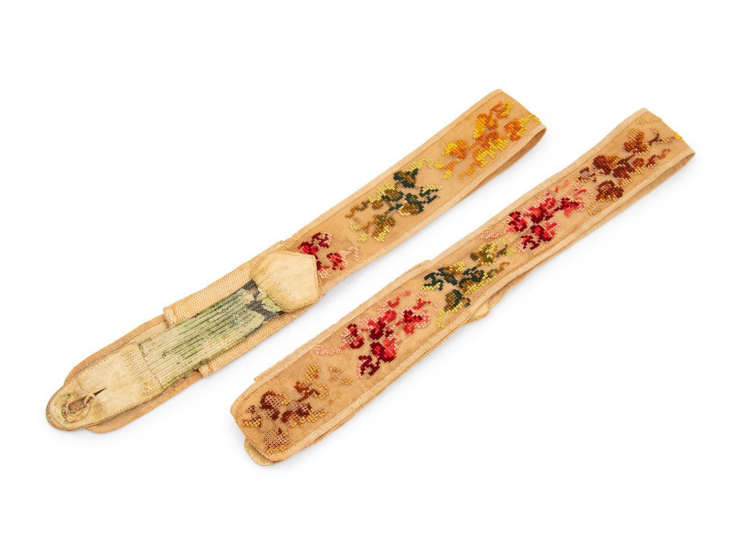 Three 19th Century Menswear Accessories; Two Pairs of Slippers, One Pair of Braces/Suspenders