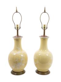 A Pair of Yellow Glazed Porcelain Vases — 20TH CENTURY