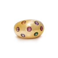 YELLOW GOLD AND MULTIGEM BOMBÉ RING
