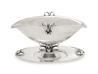 A Georg Jensen Silver Sauce Boat and Associated Underplate