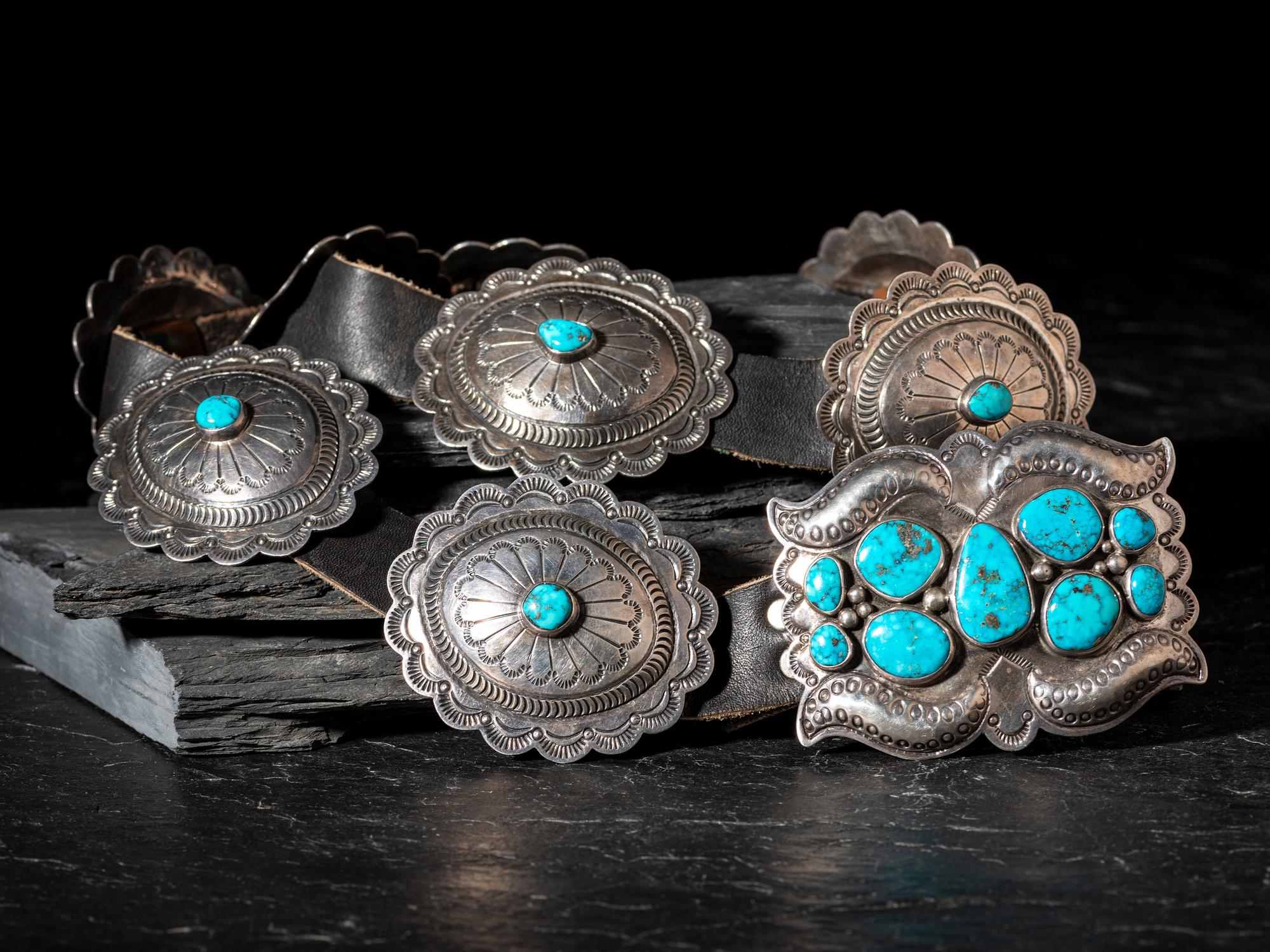 Sterling Silver and Morenci Turquoise Concha Belt