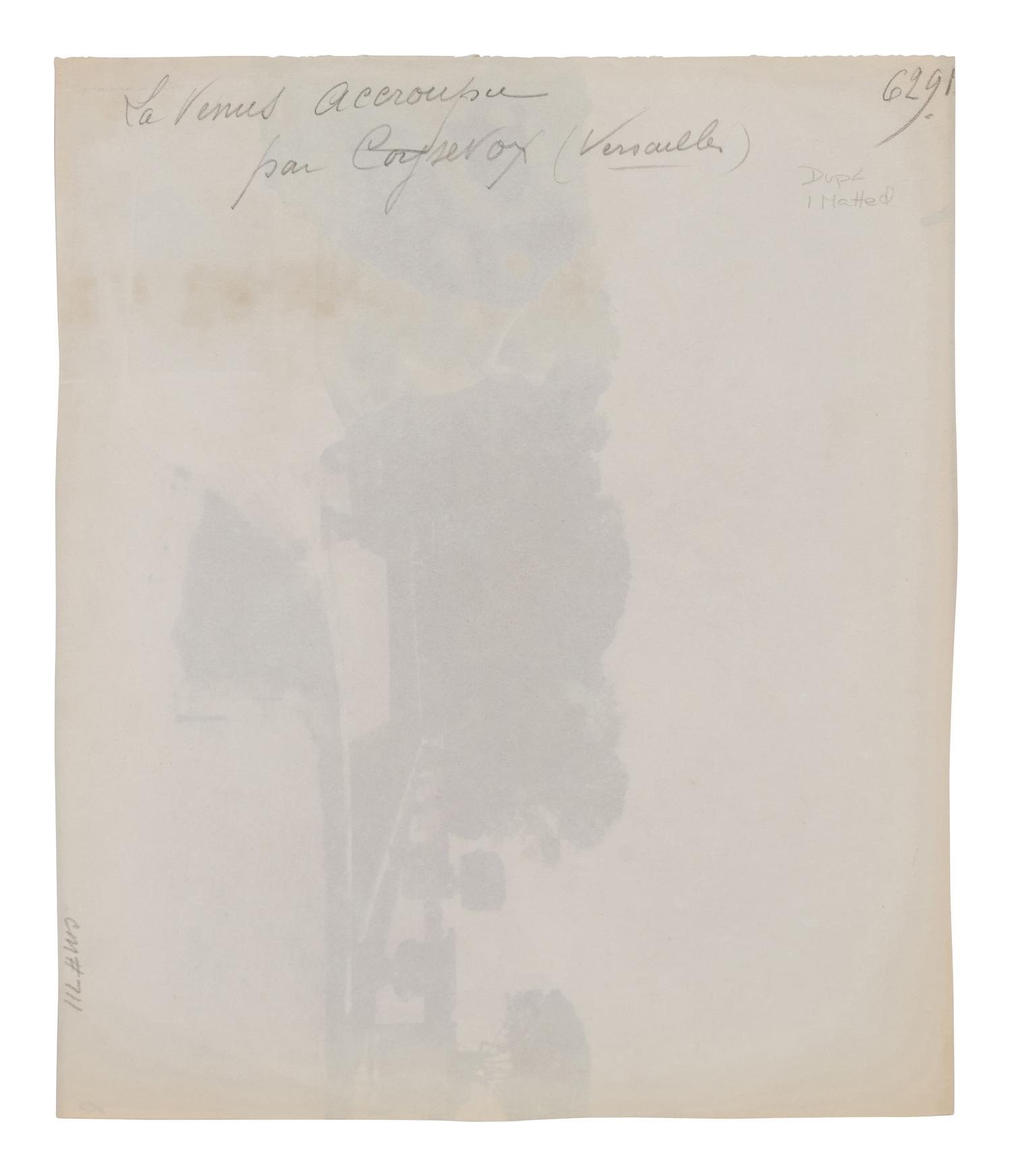 A group of five photographs depicting the grounds of Versailles ( Cours d'Honneur, Versailles , 1901; La Vénus accroupie, par Coysevox (Versailles) , 1902; Versailles - Bassin de Neptune, 1902; Versailles - l'Orangerie, 1903; Grand Trianon - le Buffet , 1906)