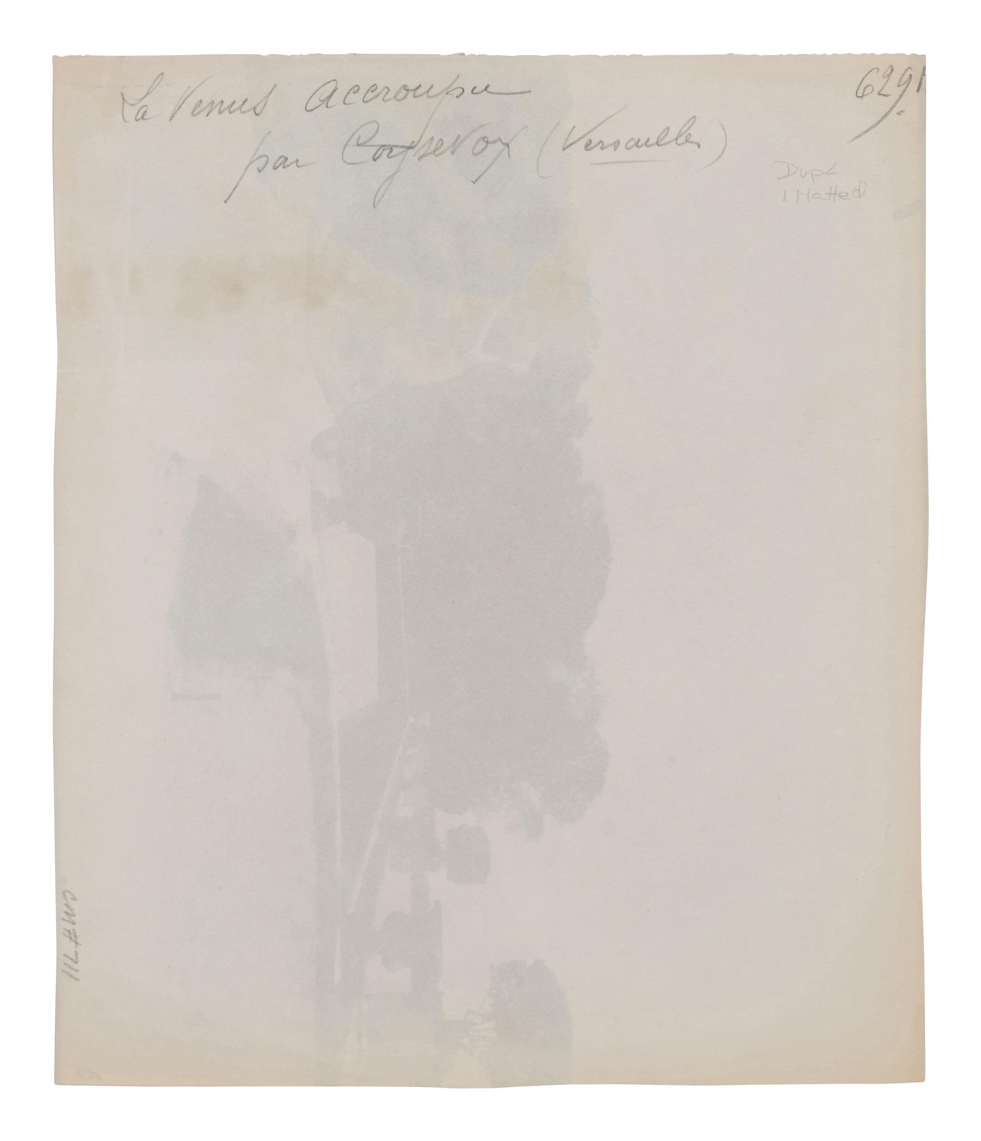 A group of five photographs depicting the grounds of Versailles ( Cours d'Honneur, Versailles , 1901; La Vénus accroupie, par Coysevox (Versailles) , 1902; Versailles - Bassin de Neptune, 1902; Versailles - l'Orangerie, 1903; Grand Trianon - le Buffet , 1906)
