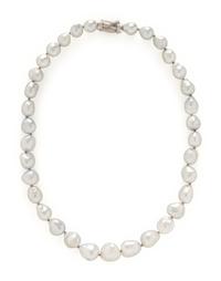 BAROQUE CULTURED PEARL AND DIAMOND NECKLACE