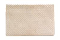 A Bottega Veneta Cream Intrecciato Flap Handbag, 12.5" x 8" x 1".