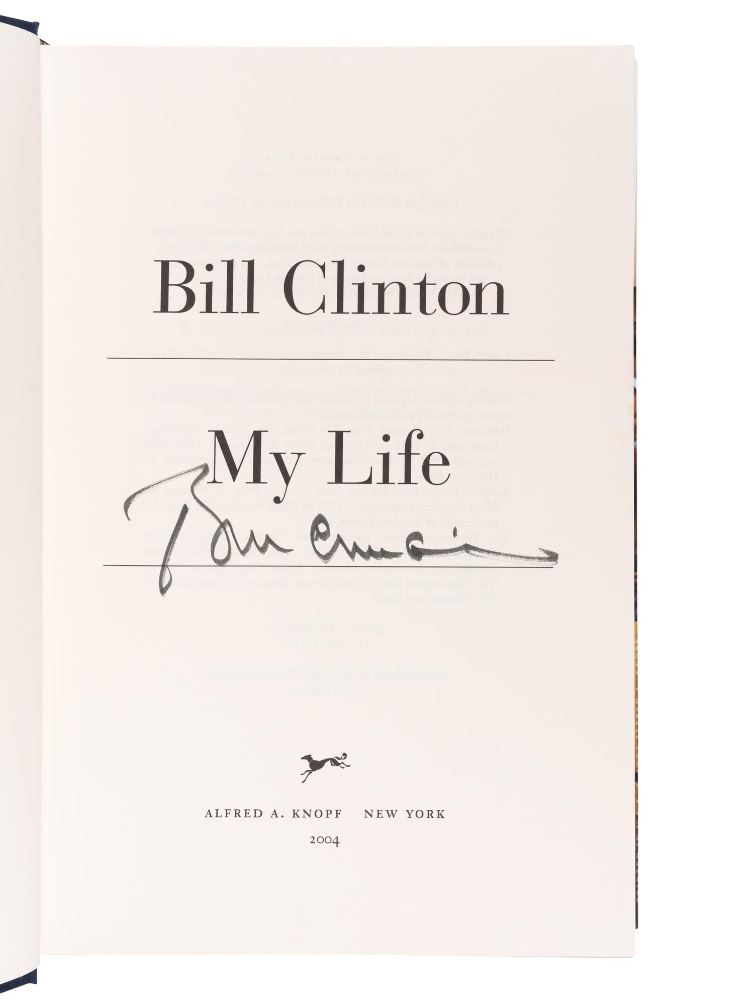 CLINTON, William Jefferson (b. 1947). My Life. New York: Alfred A. Knopf, 2004.