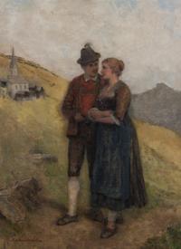 Mathias Schmid, (Austrian, 1835-1923) , A Lover's Stroll