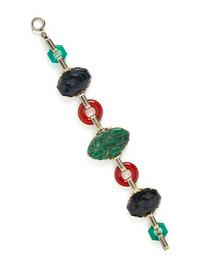 BICOLOR GOLD, JADE, AND HARDSTONE BRACELET