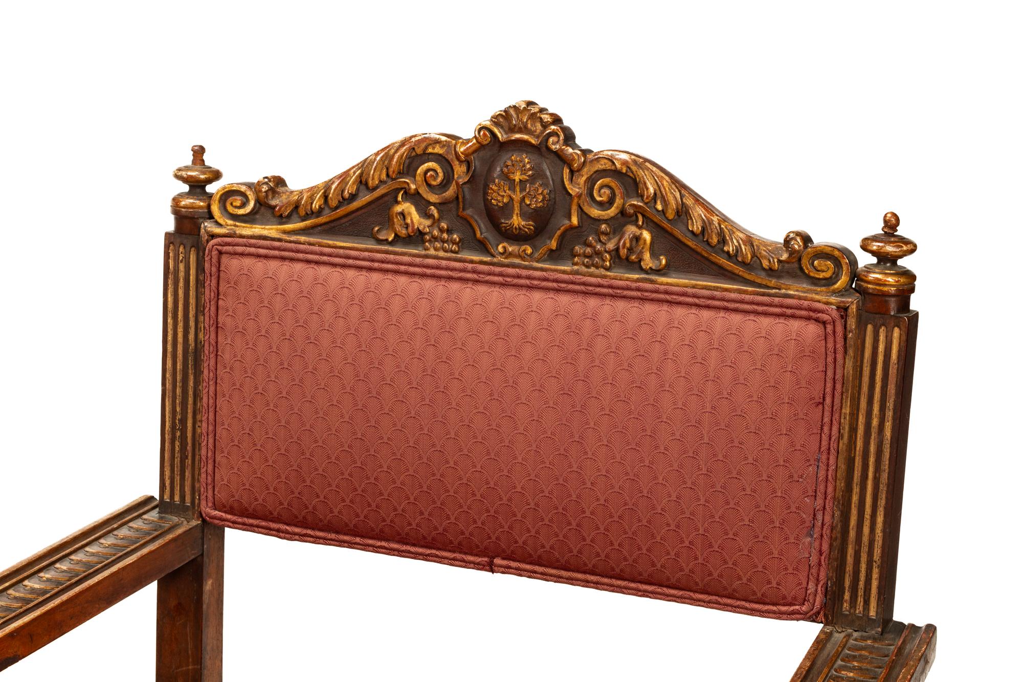 A Set of Four Flemish Baroque Revival Parcel Gilt Walnut Armchairs
