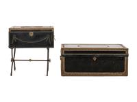 Two Continental Nailhead Decorated Brass-Banded Trunks