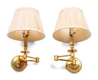 A Pair of Hinson Gilt Metal Swing-Arm Wall Lamps
