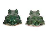 A Pair of Large Glazed Ceramic Frogs