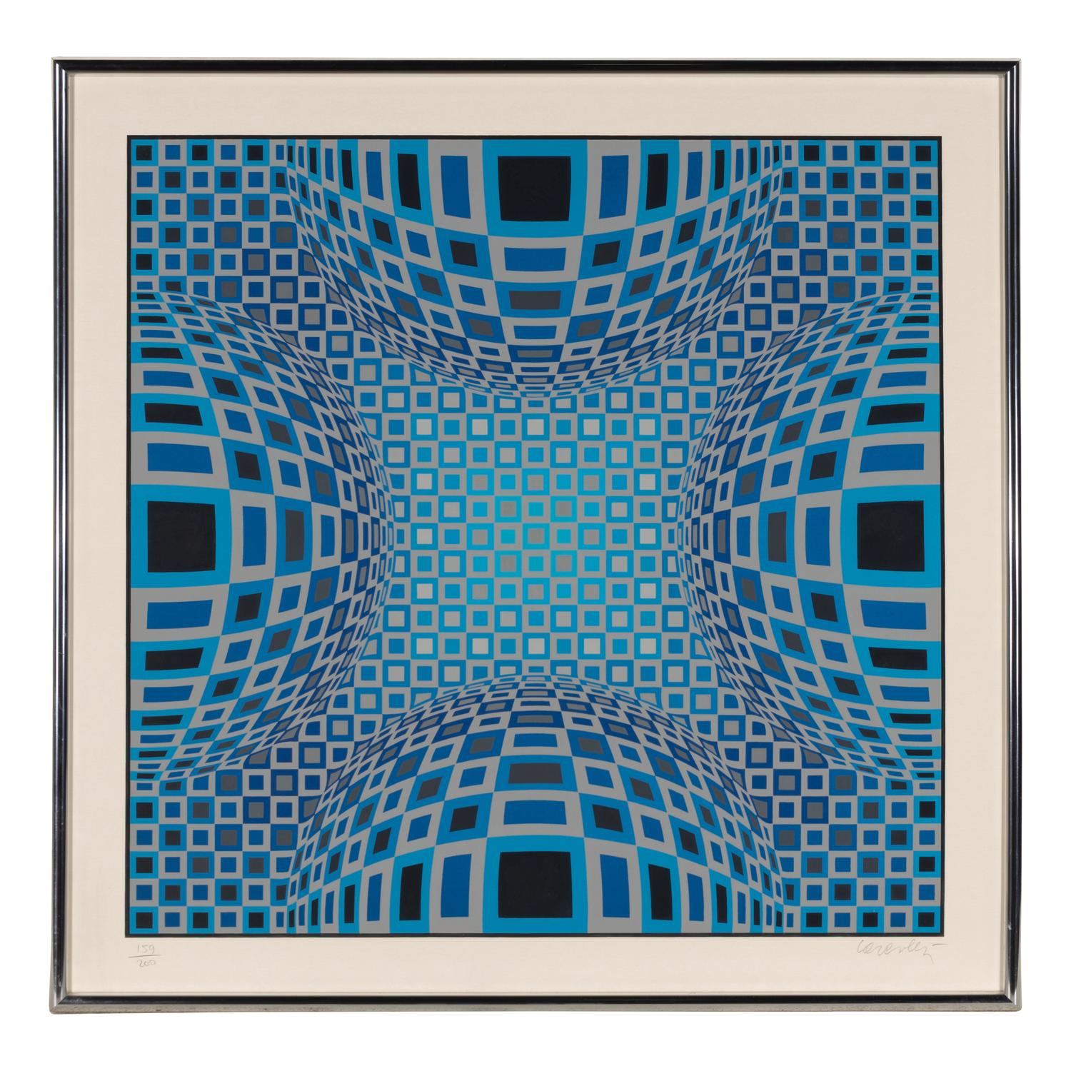 Victor Vasarely (French/Hungarian, 1906-1997) — Enigma, Four Blue Spheres, 1983