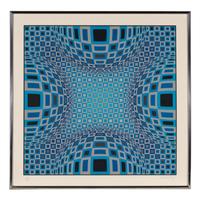 Victor Vasarely (French/Hungarian, 1906-1997) — Enigma, Four Blue Spheres, 1983