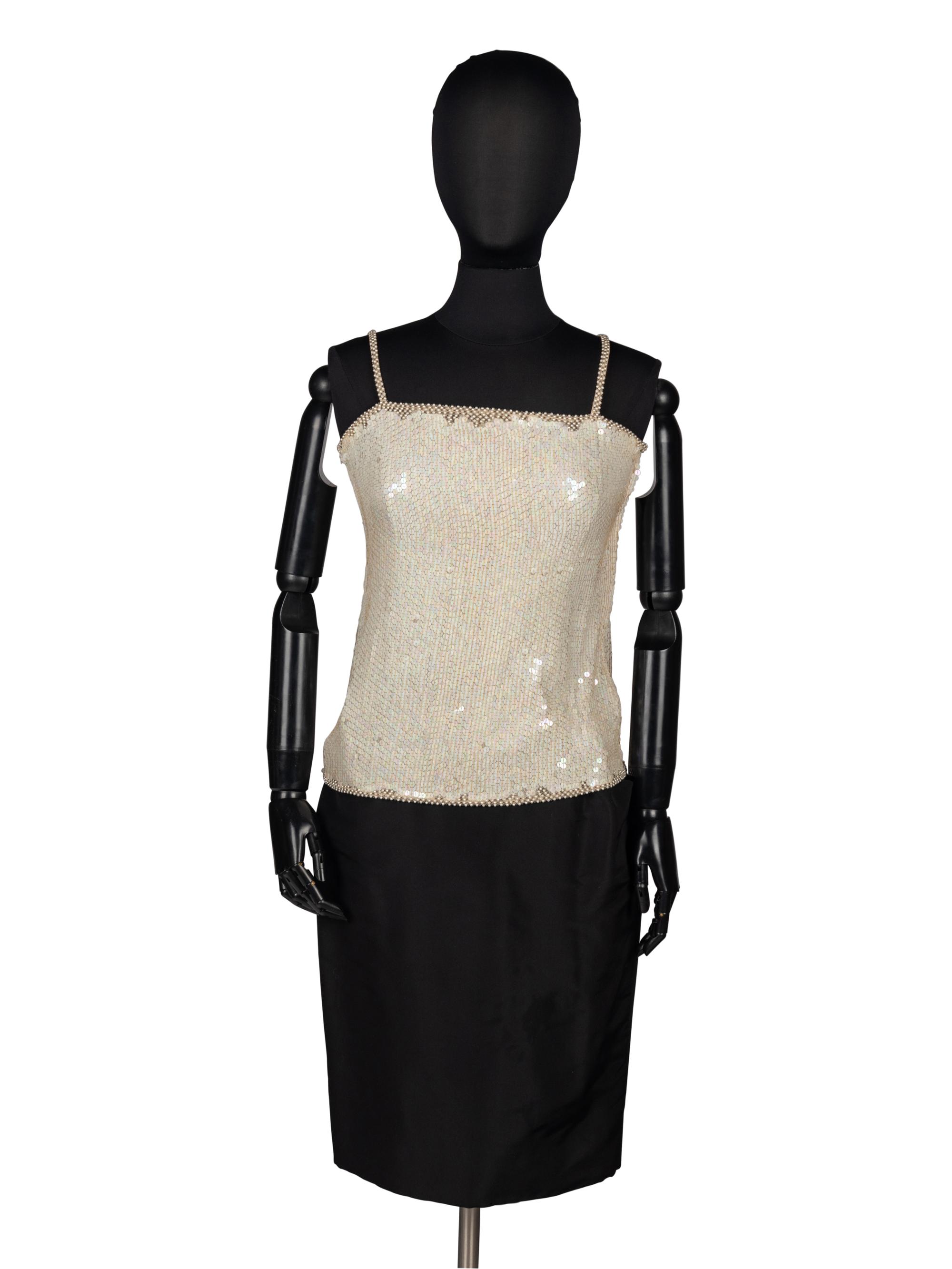Halston Sequined Top and Chanel Skirt