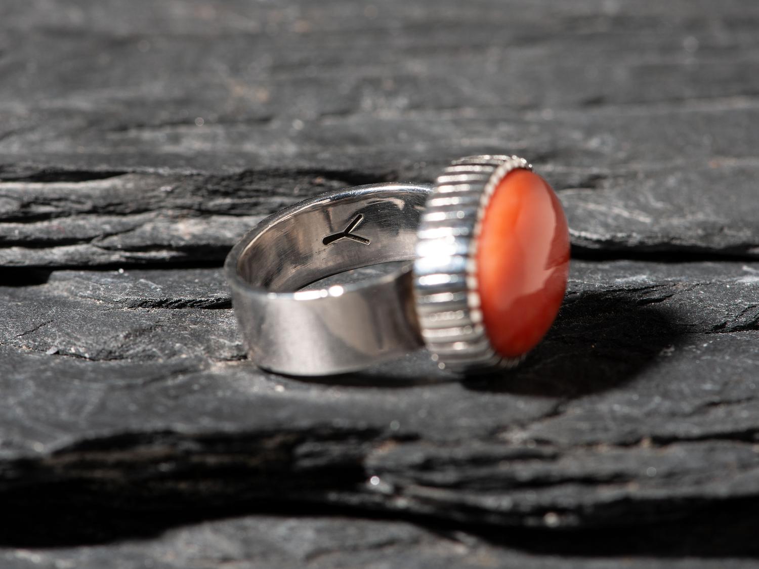 Sterling Silver and Coral Ring