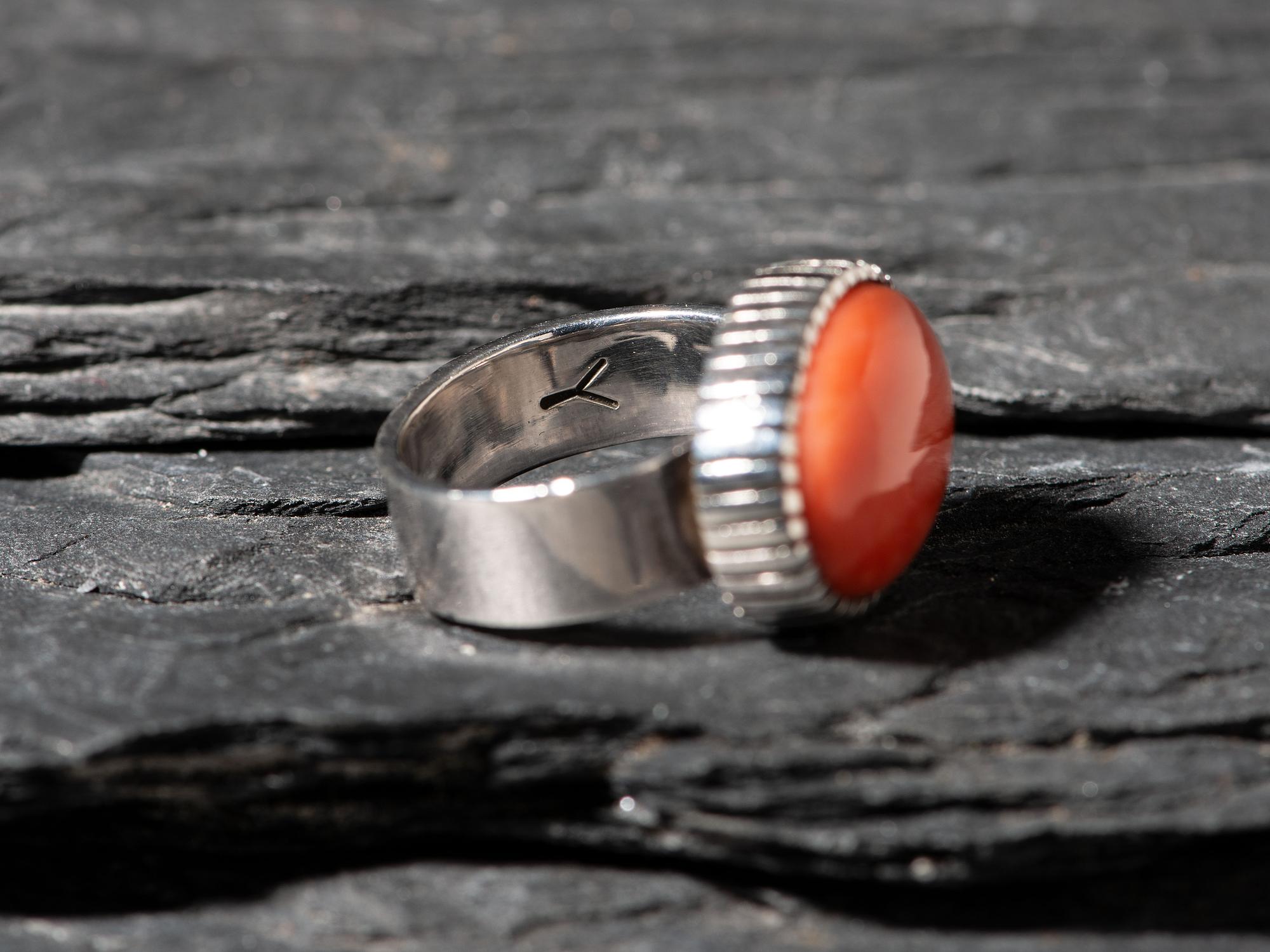 Sterling Silver and Coral Ring
