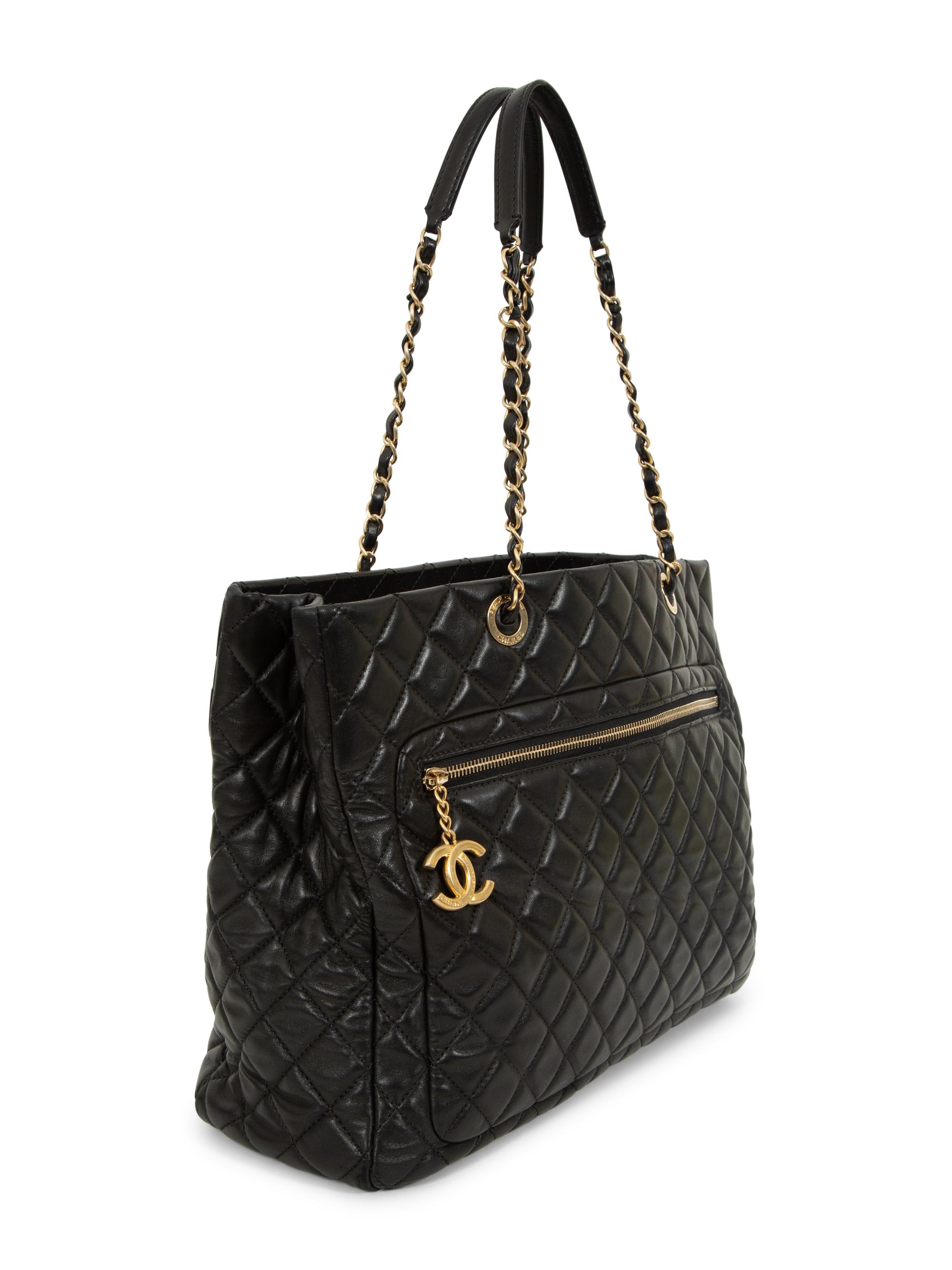 Chanel Quilted Black Leather Tote, 2013